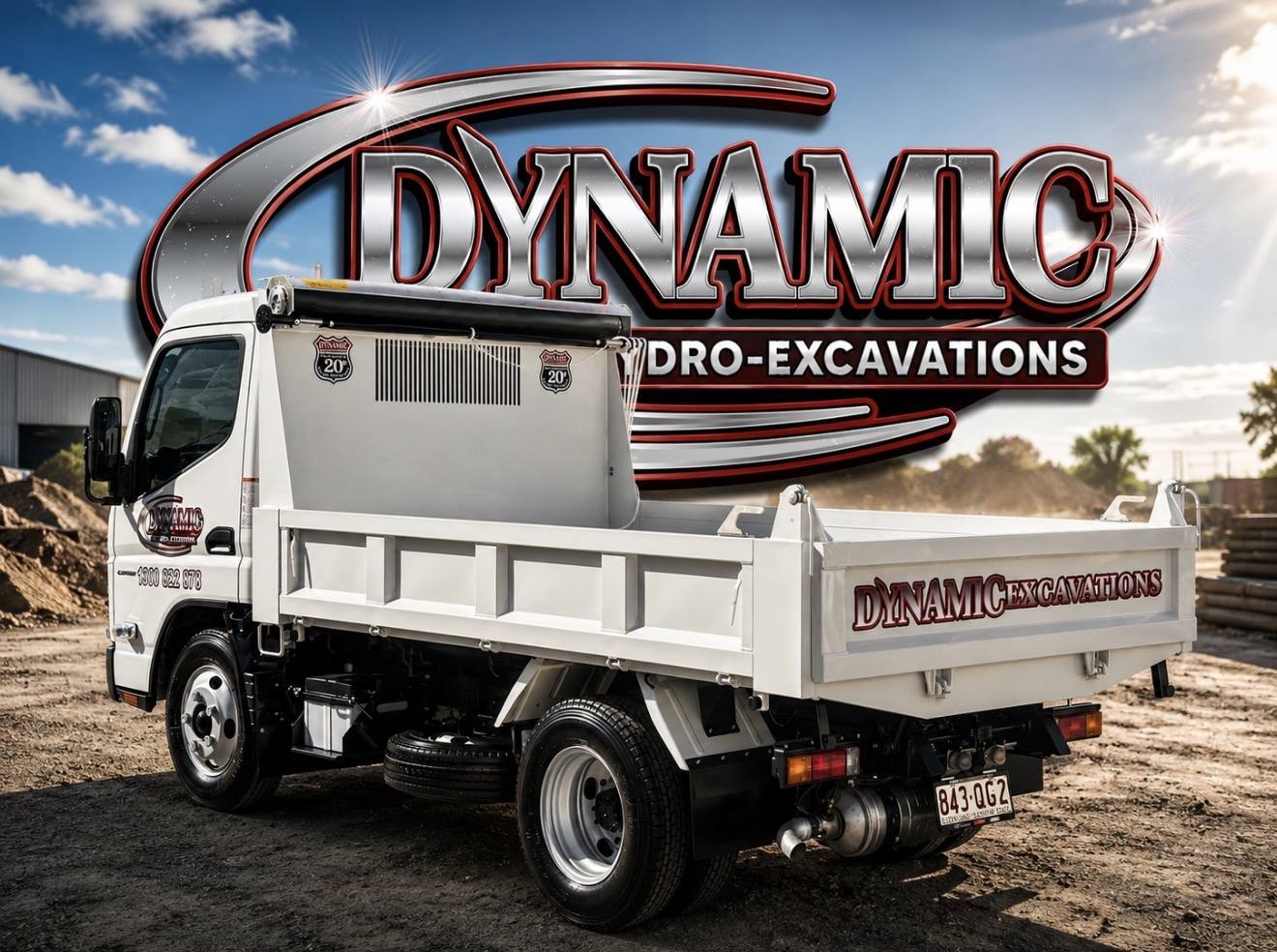 Tipper truck carrying Dynamic Graphics door and body signage on a work site